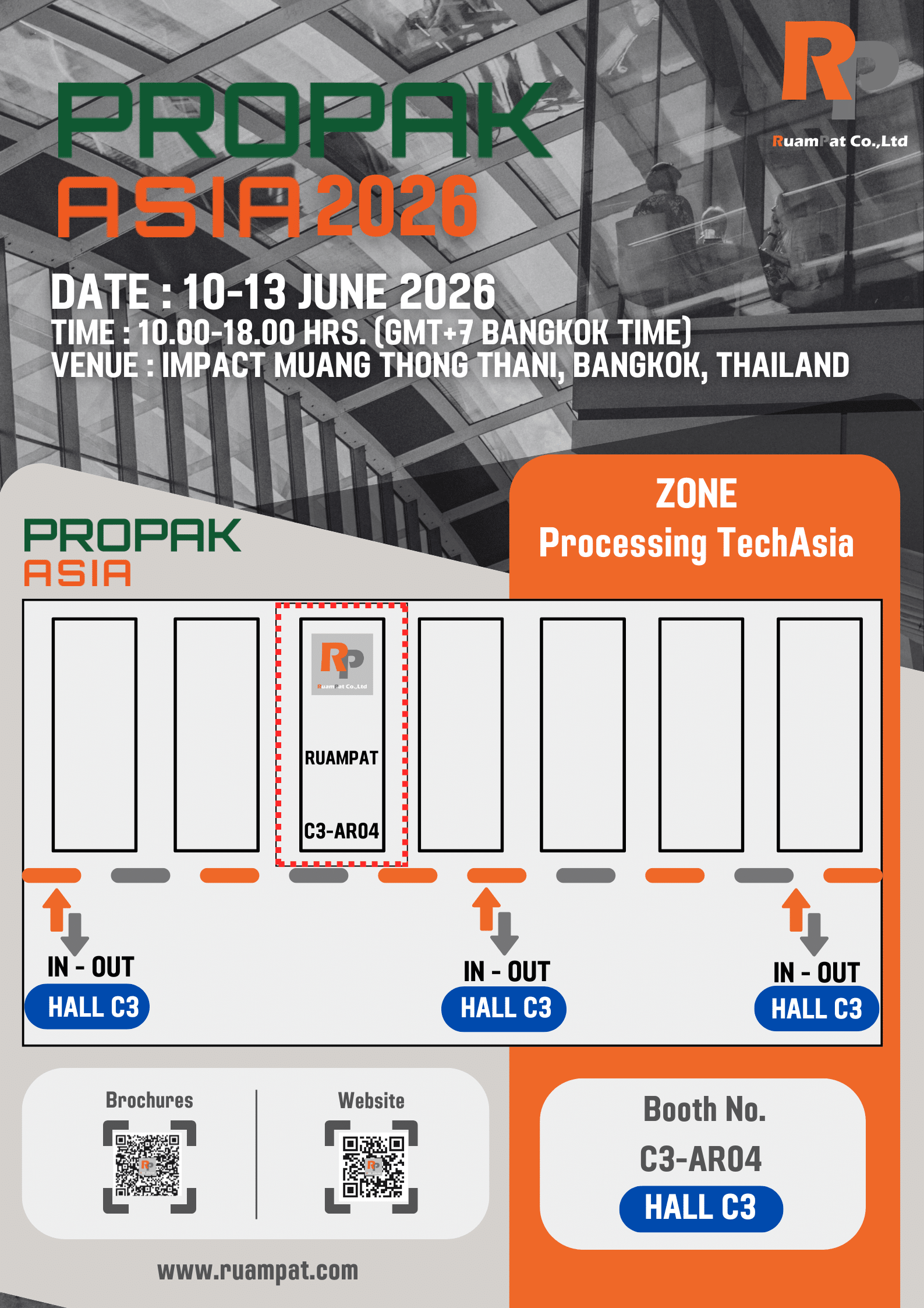 ชมการสาธิตเครื่องจักรแปรรูปอาหารและบรรจุภัณฑ์จริง propak asia 2026 ที่บูธ ร่วมพัฒน์